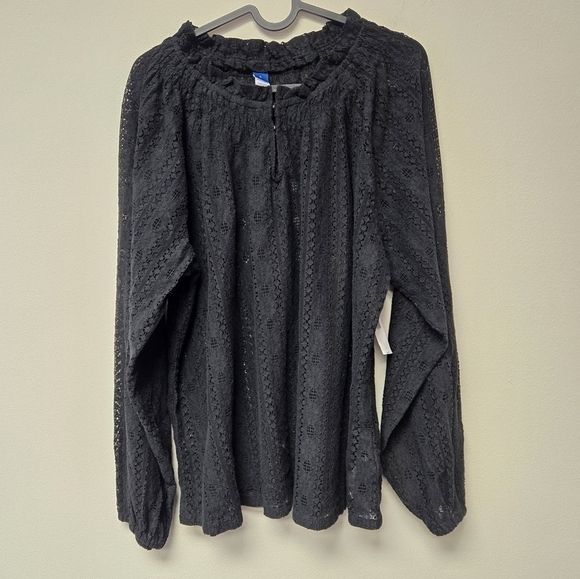 Old Navy Split-neck Lace Top Black L - Picture 4 of 12